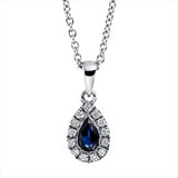 Collier 18 kt WG, mit ZÖ 40 cm + 42.5 cm, 13 Brill. 0,08 ct, TW-si, 1 Saphir 0,39 ct blau