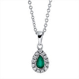 Collier 18 kt WG, mit ZÖ 40 cm + 42.5 cm, 13 Brill. 0,08 ct, TW-si, 1 Smaragd 0,19 ct grün