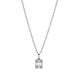 Collier 18 kt WG, mit ZÖ 42 cm, 2 Bag. 0,11 ct, TW-si, 3 Bag. 0,26 ct, TW-si, 4 Brill. 0,07 ct, TW-si