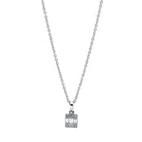 Collier 18 kt WG, mit ZÖ 42 cm, 2 Bag. 0,07 ct, TW-si, 3 Bag. 0,15 ct, TW-si, 4 Brill. 0,04 ct, TW-si