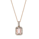 Collier 18 kt RG, mit ZÖ 42 cm, 40 Dia. 0,16 ct, TW-si, 1 Morganit 1,46 ct rosa