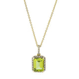 Collier 18 kt GG, mit ZÖ 42 cm, 34 Dia. 0,13 ct, TW-si, 1 Peridot 2,48 ct grün