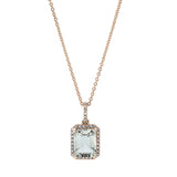 Collier 18 kt RG, mit ZÖ 42 cm, 34 Dia. 0,14 ct, TW-si, 1 Amethyst 2,32 ct grün