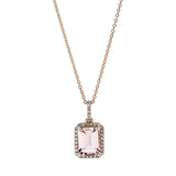 Collier 18 kt RG, mit ZÖ 42 cm, 34 Dia. 0,14 ct, TW-si, 1 Morganit 1,98 ct rosa