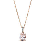 Collier 18 kt RG, mit ZÖ 42 cm, 6 Dia. 0,02 ct, TW-si, 1 Morganit 1,66 ct rosa