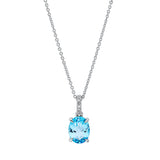 Collier 18 kt WG, mit ZÖ 42 cm, 6 Dia. 0,02 ct, TW-si, 1 Topas 2,00 ct blau