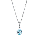 Collier 18 kt WG, mit ZÖ 42 cm, 6 Dia. 0,02 ct, TW-si, 1 Aquamarin 1,37 ct blau