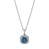 Collier 18 kt WG, mit ZÖ 42 cm, 29 Dia. 0,11 ct, TW-si, 1 Topas 1,11 ct Lond. blue