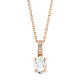 Collier 18 kt RG, mit ZÖ 42 cm, 6 Dia. 0,02 ct, TW-si, 1 Amethyst 0,66 ct grün