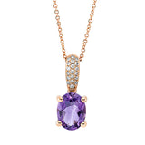 Collier 18 kt RG, 20 Brill. 0,08 ct, TW-si, 1 Amethyst 1,75 ct lila
