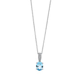 Collier 18 kt WG, mit Öse, 20 Brill. 0,08 ct, TW-si, 1 Topas 2,50 ct blau