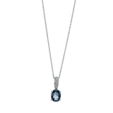 Collier 18 kt WG, mit Öse, 20 Brill. 0,08 ct, TW-si, 1 Topas 2,50 ct Lond. blue