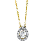 Collier 18 kt GG, Fassung rhodiniert, 1 Tropfen 0,21 ct, TW-si, 14 Brill. 0,14 ct, TW-si