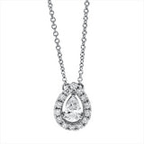 Collier 18 kt WG, mit ZÖ 42 cm, 1 Tropfen 0,21 ct, TW-si, 14 Brill. 0,14 ct, TW-si