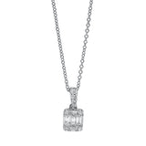 Collier 18 kt WG, mit ZÖ bei 40 cm, 6 Brill. 0,07 ct, TW-si, 2 Bag. 0,03 ct, TW-si, 3 Bag. 0,12 ct, TW-si, 2 Brill. 0,01 ct, TW-si