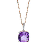 Collier 18 kt RG, mit ZÖ bei 40 cm, 4 Brill. 0,04 ct, TW-si, 1 Amethyst 3,84 ct lila