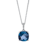 Collier 18 kt WG, mit ZÖ bei 41 cm, 5 Brill. 0,03 ct, TW-si, 1 Topas 5,01 ct Lond. blue