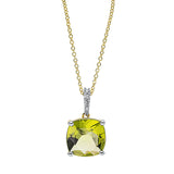 Collier 18 kt GG, mit ZÖ bei 41 cm, 5 Brill. 0,04 ct, TW-si, 1 Peridot 3,78 ct grün