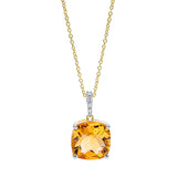 Collier 18 kt GG, mit ZÖ bei 41 cm, 5 Brill. 0,04 ct, TW-si, 1 Citrin 3,90 ct gelb