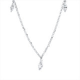 Collier 18 kt WG, mit ZÖ 38 cm,40.5cm, 3 Nav. 0,14 ct, TW-si
