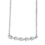 Collier 18 kt WG, mit ZÖ 38 cm + 41 cm, 5 Tropfen 0,46 ct, TW-si