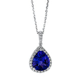 Collier 18 kt WG, mit ZÖ 40 cm + 43 cm, 30 Brill. 0,28 ct, TW-si, 1 Tansanit 3,46 ct blau