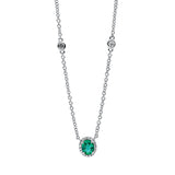 Collier 18 kt WG, 18 Brill. 0,10 ct, TW-si, 1 Smaragd 0,32 ct grün
