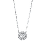 Collier 18 kt WG, mit ZÖ 40 cm + 43 cm, 12 Brill. 0,28 ct, TW-si, 1 Brill. 0,60 ct, TW-pi, 12 Brill. 0,04 ct, TW-si