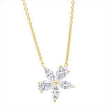 Collier 18 kt GG, mit ZÖ 40 cm + 43 cm, 2 Tropfen 0,47 ct, TW-si, 3 Nav. 0,39 ct, TW-si