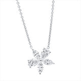 Collier 18 kt WG, mit ZÖ 41 cm + 43 cm, 2 Tropfen 0,48 ct, TW-si, 3 Nav. 0,38 ct, TW-si