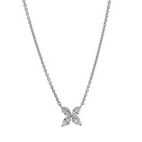 Collier 18 kt WG, mit ZÖ 41 cm + 43 cm, 4 Nav. 0,46 ct, W-si