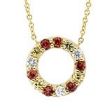 Collier 18 kt GG, 3 Brill. 0,06 ct, TW-si, 6 Saphire 0,18 ct orange, 4 Saphire 0,12 ct gelb