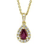 Collier 18 kt GG, mit ZÖ 40 cm + 42.5 cm, 16 Brill. 0,19 ct, TW-si, 1 Rubin 0,43 ct rot