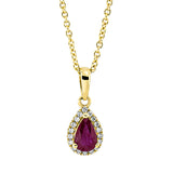 Collier 18 kt GG, mit ZÖ 42 cm, 18 Brill. 0,07 ct, TW-si, 1 Rubin 0,39 ct rot