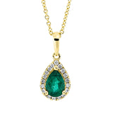 Collier 18 kt GG, mit ZÖ 42 cm, 18 Brill. 0,14 ct, TW-si, 1 Smaragd 0,66 ct grün