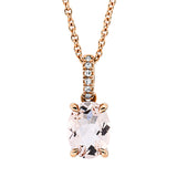 Collier 18 kt RG, mit ZÖ 42 cm, 6 Dia. 0,02 ct, TW-si, 1 Morganit 1,08 ct rosa
