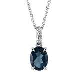 Collier 18 kt WG, mit ZÖ 42 cm, 6 Dia. 0,02 ct, TW-si, 1 Topas 1,48 ct Lond. blue