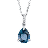 Collier 18 kt WG, mit ZÖ 42 cm, 5 Dia. 0,02 ct, TW-si, 1 Topas 2,08 ct Lond. blue