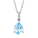 Collier 18 kt WG, mit ZÖ 42 cm, 5 Dia. 0,02 ct, TW-si, 1 Topas 1,85 ct sky blue