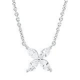 Collier 18 kt WG, mit ZÖ 40,6 cm & 43,2 cm, 4 Nav. 0,39 ct, TW-si