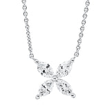 Collier 18 kt WG, mit ZÖ 40 cm + 43 cm, 4 Nav. 0,61 ct, TW-si