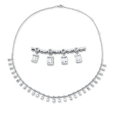 Collier 18 kt WG, mit ZÖ 35,5 cm + 38 + 40,6 cm, 54 Bag. 1,81 ct, TW-vsi, 27 Brill. 0,44 ct, TW-vsi/si