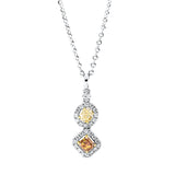 Collier 18 kt WG, mit ZÖ 40,6 cm + 43 cm, 27 Brill. 0,15 ct, TW-si, 1 Cush 0,18 ct, 1 Ov 0,19 ct, gelb