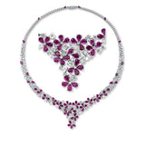 Collier 18 kt WG, 39 Oval 5,84 ct, TW-si, 255 Brill. 9,19 ct, TW-si, 65 Rubine 19,62 ct rot