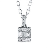 Collier 18 kt WG, mit ZÖ 40 cm + 43 cm, 5 Bag. 0,07 ct, TW-vsi, 7 Brill. 0,02 ct, TW-si