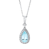 Collier 18 kt WG, 1 Trap. 0,08 ct, TW-si, 21 Brill. 0,26 ct, TW-si, 1 Paraiba 0,94 ct blau