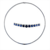 Collier 18 kt WG, 30 Brill. 0,24 ct, TW-si, 159 Saphire 2,60 ct blau