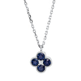 Collier 18 kt WG, mit ZÖ 40,6 cm & 43,2 cm, 1 Brill. 0,02 ct, TW-si, 4 Saphire 0,60 ct blau