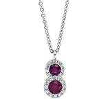 Collier 18 kt WG, mit Öse, 21 Brill. 0,07 ct, TW-si, 2 Rubine 0,23 ct rot