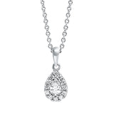 Collier 18 kt WG, mit ZÖ 42 cm, 1 Tropfen 0,17 ct, TW-si, 12 Brill. 0,10 ct, TW-si